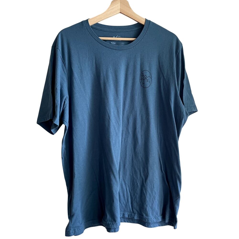 REI co-op blue short sleeved men's t-shirt size XL organic cotton blend summer